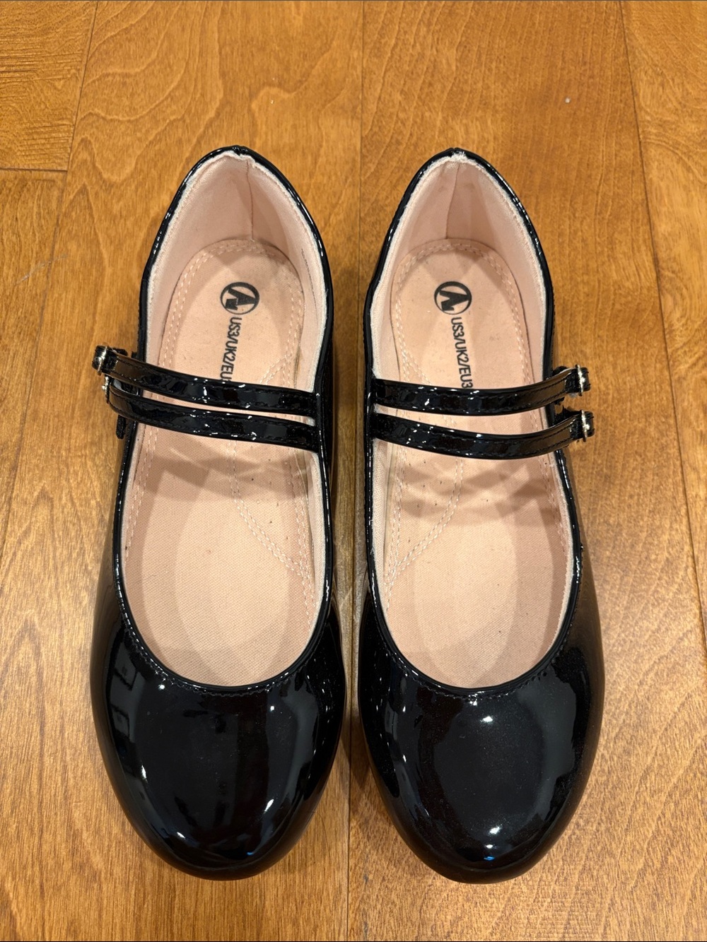 Airwalk Girls Black Patent Double-Strap Mary Jane Dress Shoes